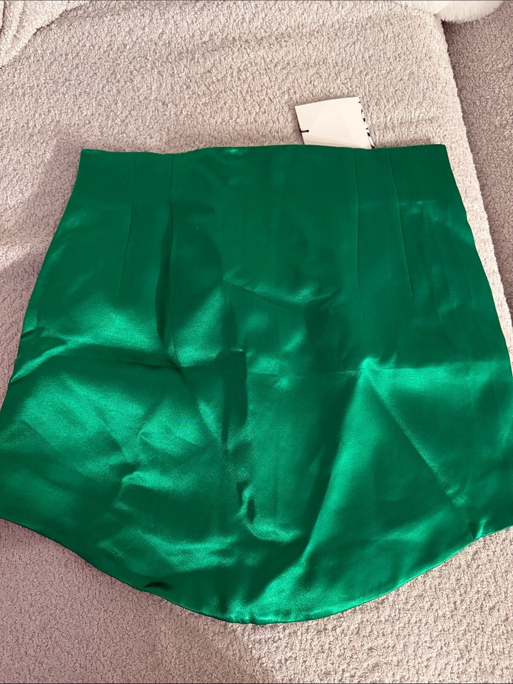 Zara High Waist Emerald Green Women's Satin Mini Skirt - SMALL